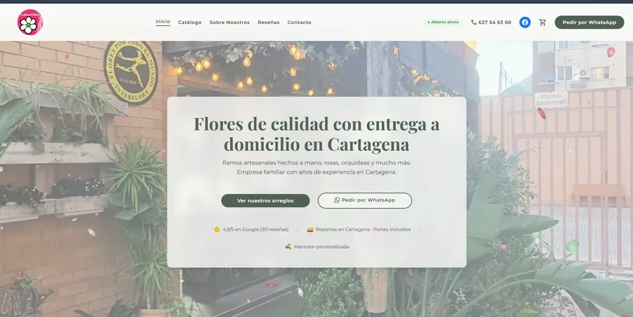Diseño web profesional para Floristería Alameda en Cartagena - Ruipérez Studio